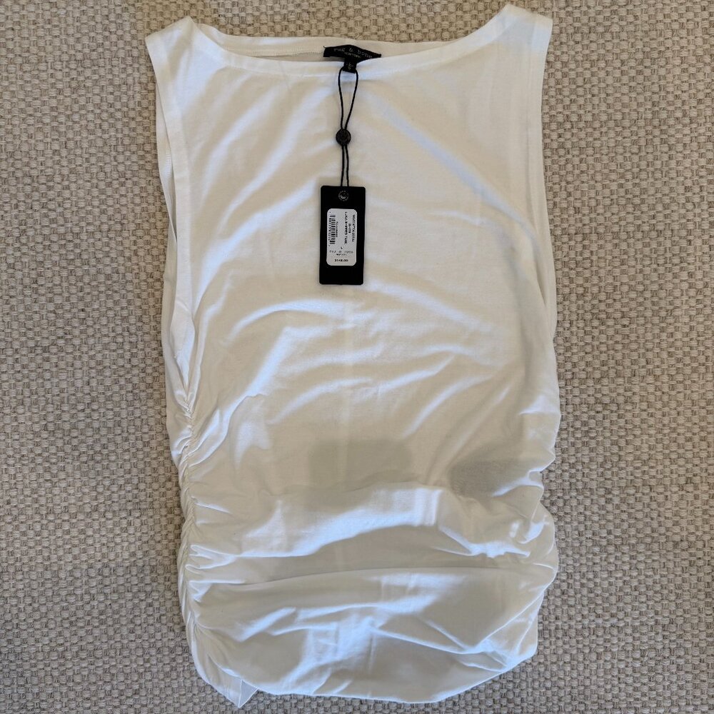 Rag & Bone Luca Sleeveless Shirred Tank in White Size L